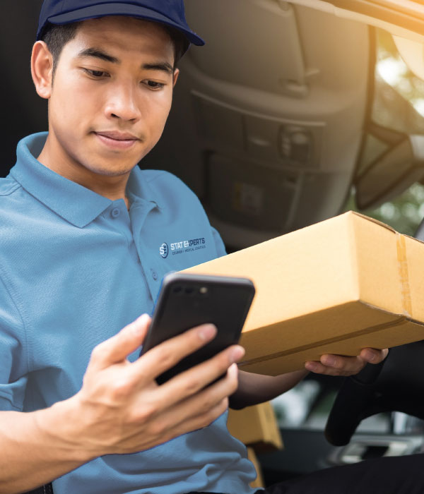 Delivery Worker Reading Information